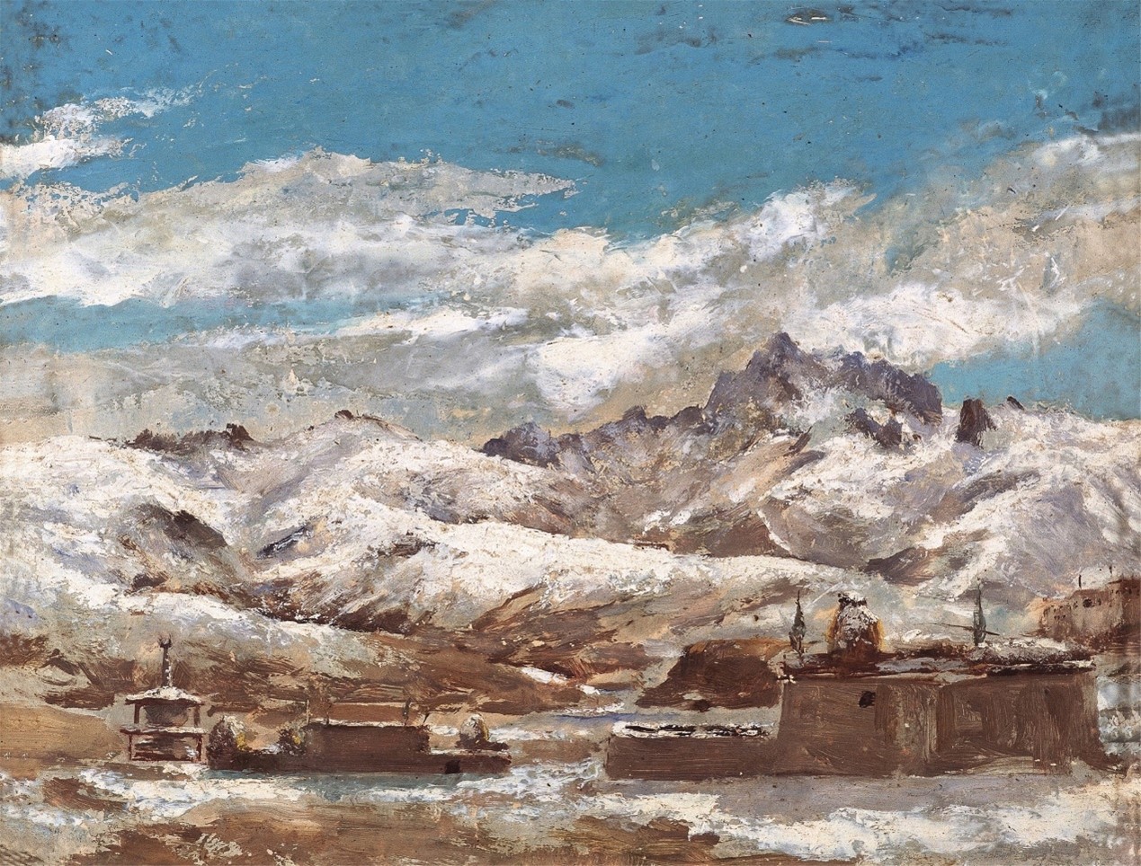 <h2>甘孜雪山</h2><p>作者：靳尚谊</p><p>创作年代：1944年</p><p>规格：29cm×38cm</p><p>品类：油画</p>
