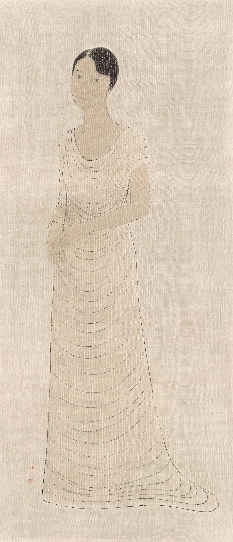 <h2>《小菲30》</h2><p>作者：王海滨</p><p>创作年代：2020年</p><p>规格：215cm×90cm</p><p>品类：绢本重彩</p>