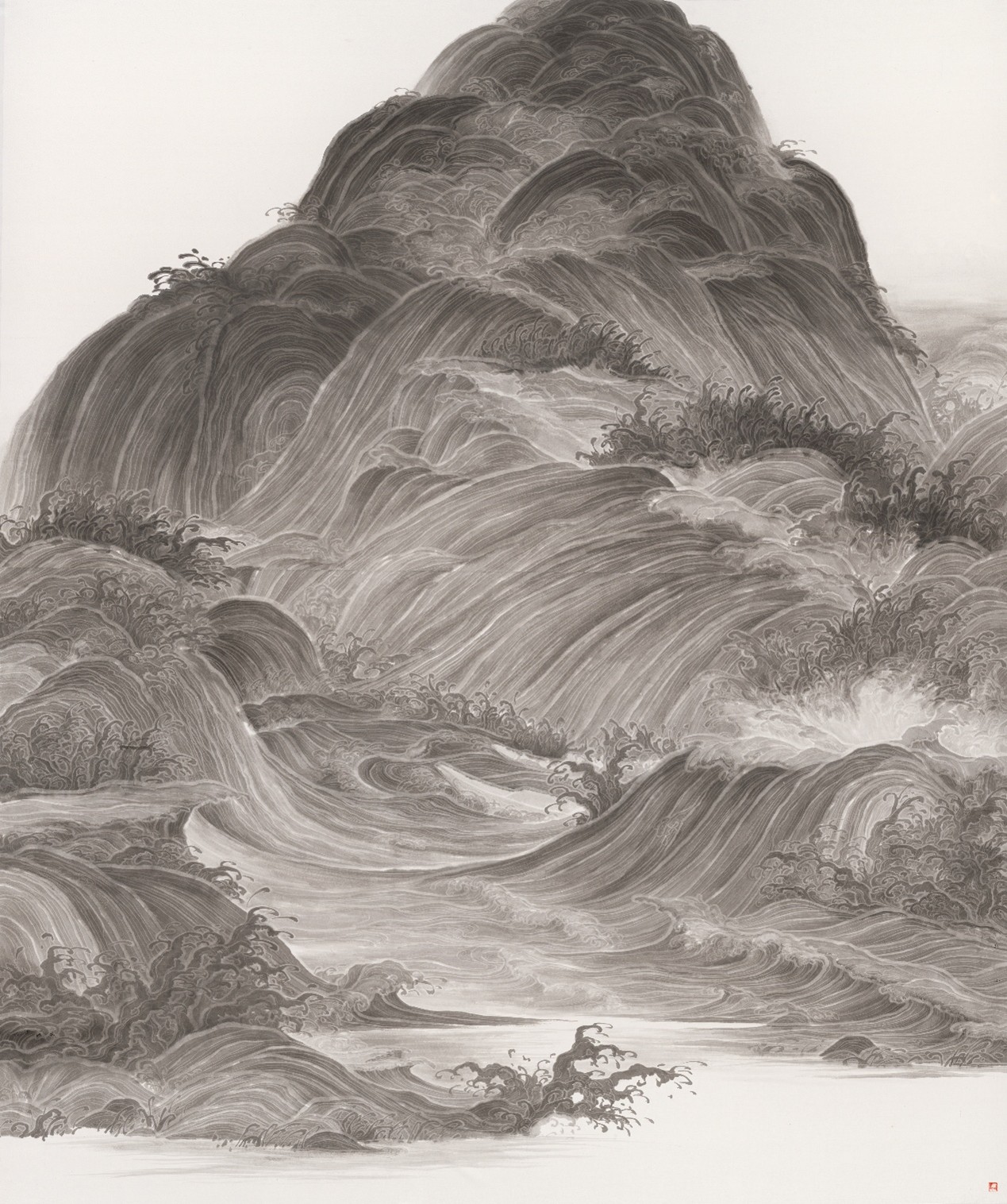 <h2>《山水共生拟秋山问道》</h2><p>作者：王牧羽</p><p>创作年代：2022年</p><p>规格：230cm×195cm </p><p>品类：纸本水墨</p>