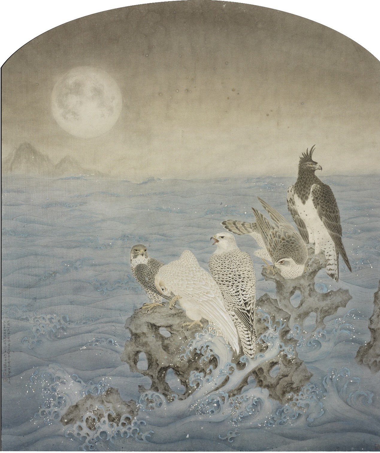 <h2>《月鸢巨壑图》</h2><p>作者：卓拉</p><p>创作年代：2023年</p><p>规格：210cm×179cm</p><p>品类：纸本设色</p>